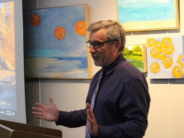 Library Director Patrick Marshall gives a closing statement that's one for the books. Photos by Brandy Muz