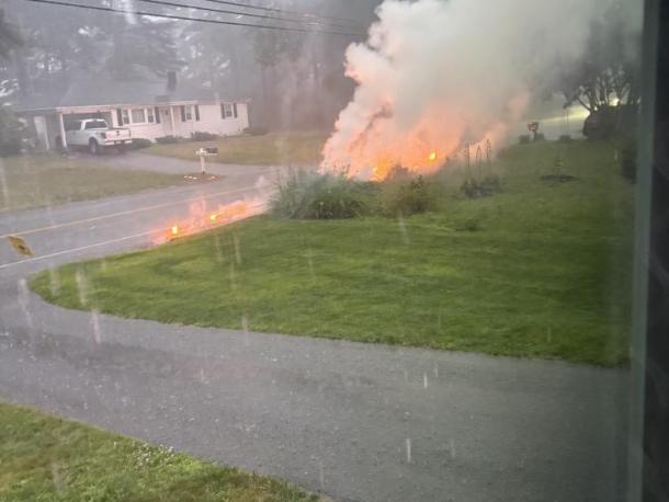 Fire along road.