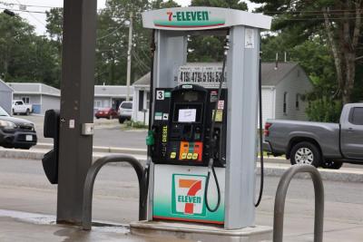 Pumps were down at the gas station after the crash. 