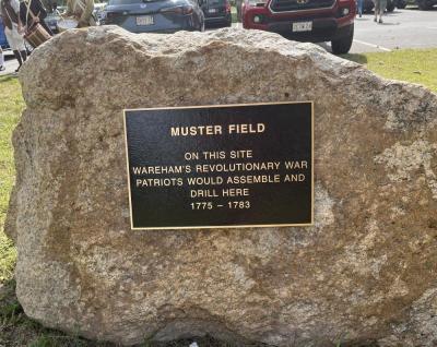 The new plaque on Muster Field in front of the former Decas School.