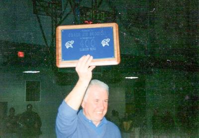 After winning his 400th game, Brogioli was honored with a commemorative plaque. His 404 wins are a Wareham High School record.