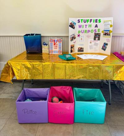 She set up collection boxes at her award ceremony. She is still collecting stuffed animals to donate to police, fire and EMS across Wareham. 