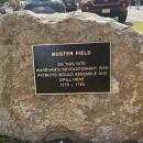 The new plaque on Muster Field in front of the former Decas School.
