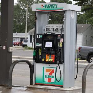 Pumps were down at the gas station after the crash. 