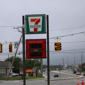 A sign displayed no gas prices at the station around noon. 