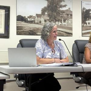 Superintendent Amy Hartley-Matteson at a Sept. 17 School Committee meeting. Photo by Christian Uva